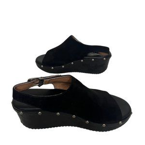 Corkys Boutique Faux Suede Studded Slingback Wedge Heels